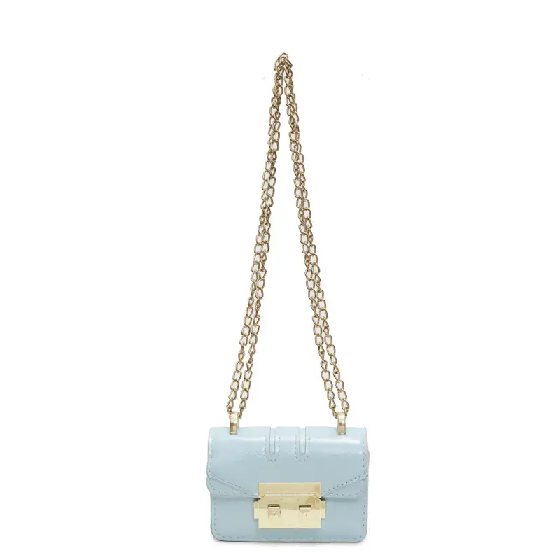 Mini Square Bag Light Blue Gold Chain Shoulder Crossbody - Image 4