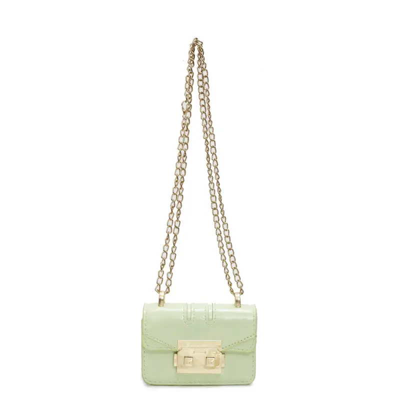 Mini Square Bag Light Blue Gold Chain Shoulder Crossbody - Image 5