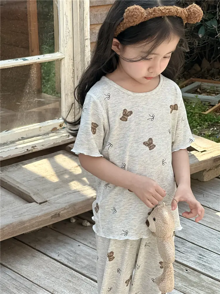 Girls' Pajamas Summer Modal Seamless Sweet and Cute Children's Home Wear Set 2026 Princess Style Air-Conditioned Clothing