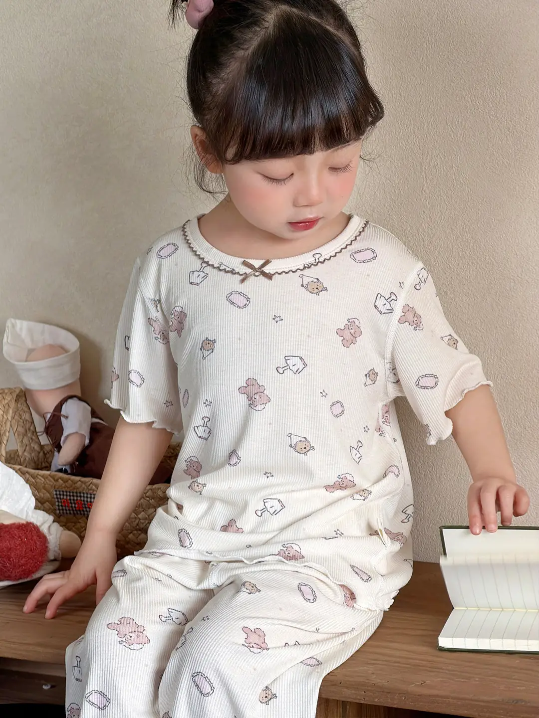 Girls' Pajamas Summer Modal Seamless Sweet and Cute Children's Home Wear Set 2026 Princess Style Air-Conditioned Clothing