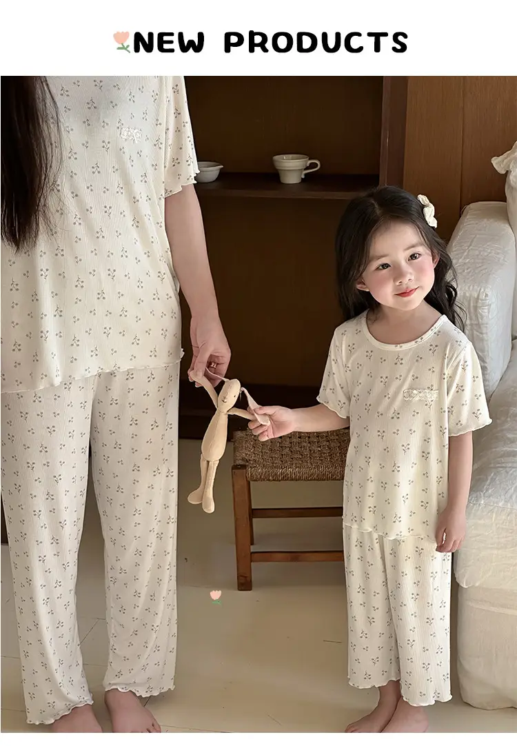 Girls' Pajamas Summer Modal Seamless Sweet and Cute Children's Home Wear Set 2026 Princess Style Air-Conditioned Clothing — feature 1