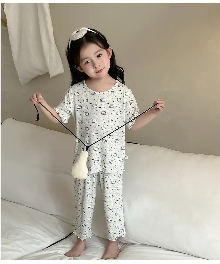 Girls' Pajamas Summer Modal Seamless Sweet and Cute Children's Home Wear Set 2026 Princess Style Air-Conditioned Clothing — feature 11