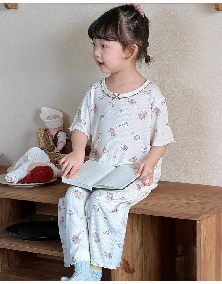 Girls' Pajamas Summer Modal Seamless Sweet and Cute Children's Home Wear Set 2026 Princess Style Air-Conditioned Clothing — feature 19