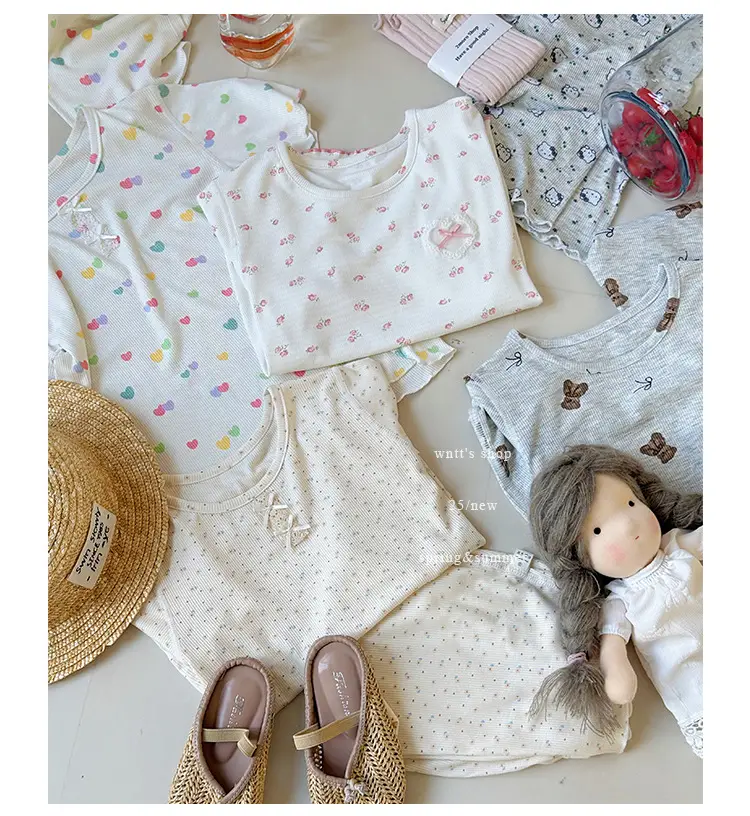 Girls' Pajamas Summer Modal Seamless Sweet and Cute Children's Home Wear Set 2026 Princess Style Air-Conditioned Clothing — feature 2