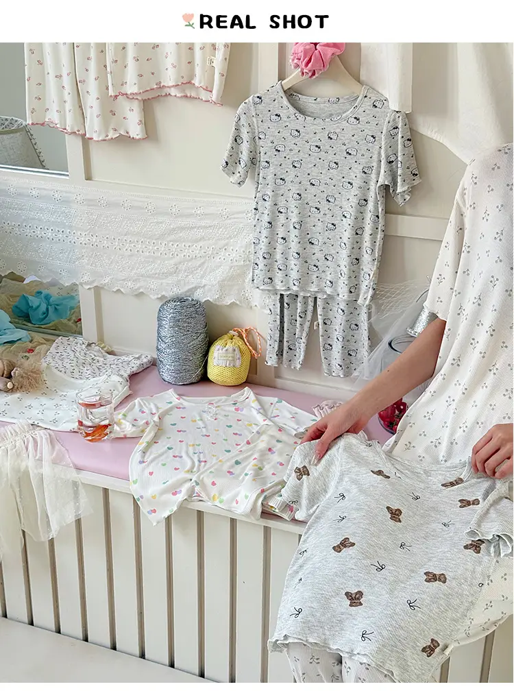 Girls' Pajamas Summer Modal Seamless Sweet and Cute Children's Home Wear Set 2026 Princess Style Air-Conditioned Clothing — feature 4