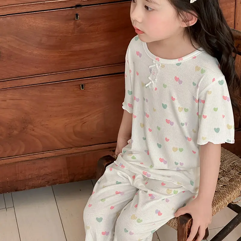 Girls' Pajamas Summer Modal Seamless Sweet and Cute Children's Home Wear Set 2026 Princess Style Air-Conditioned Clothing