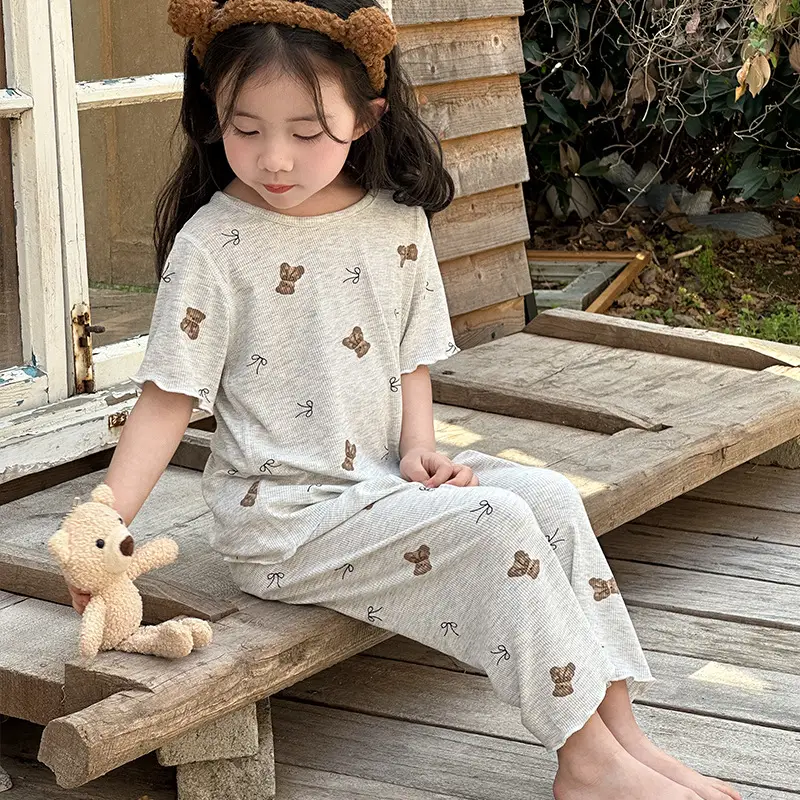 Girls' Pajamas Summer Modal Seamless Sweet and Cute Children's Home Wear Set 2026 Princess Style Air-Conditioned Clothing