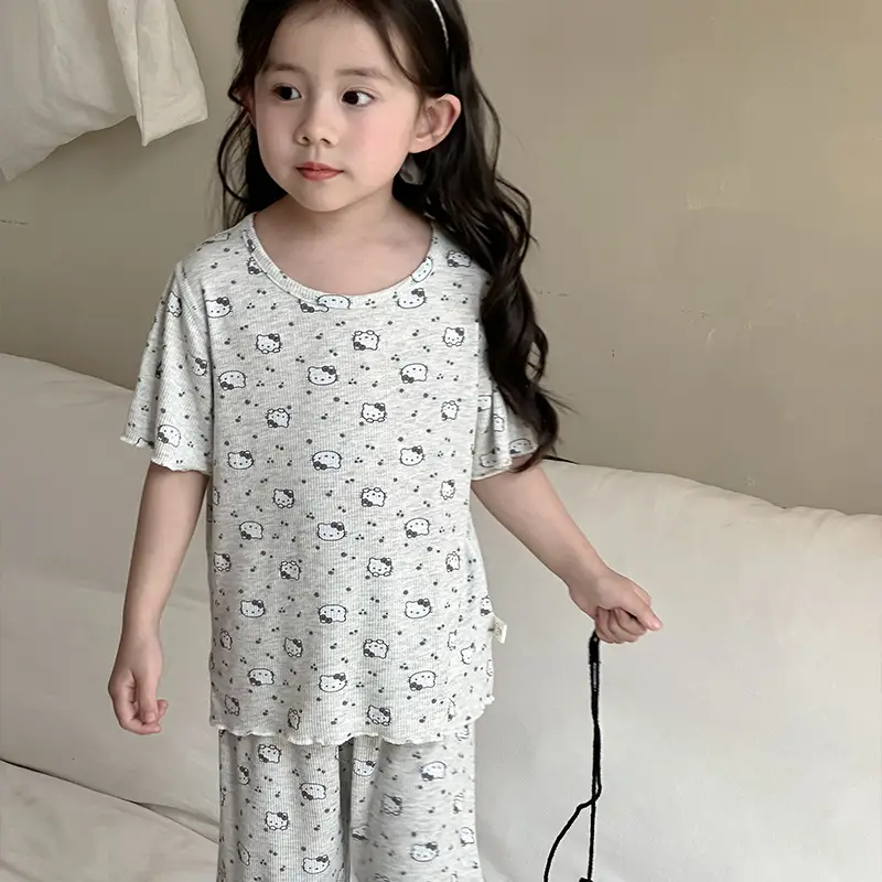 Girls' Pajamas Summer Modal Seamless Sweet and Cute Children's Home Wear Set 2026 Princess Style Air-Conditioned Clothing