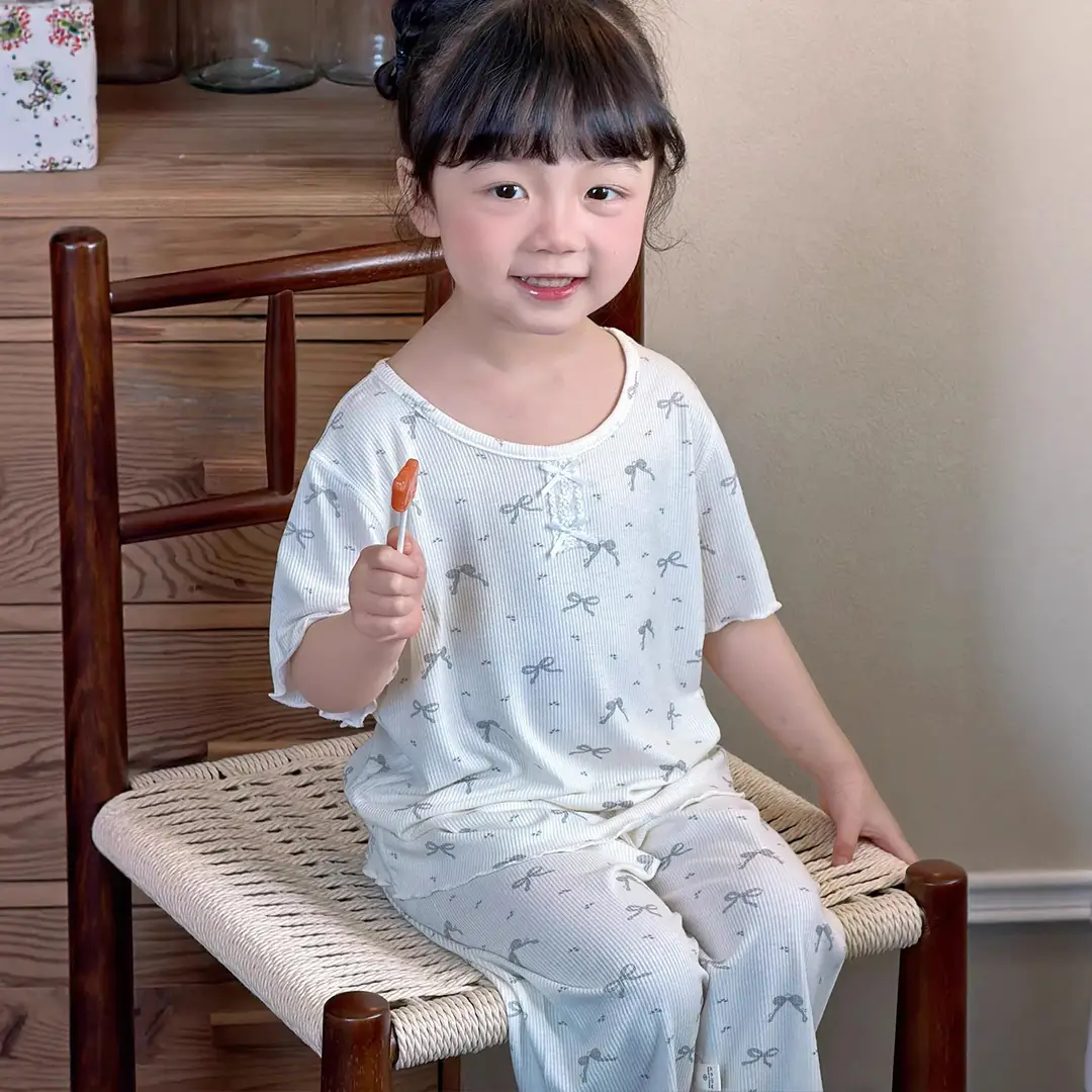 Girls' Pajamas Summer Modal Seamless Sweet and Cute Children's Home Wear Set 2026 Princess Style Air-Conditioned Clothing