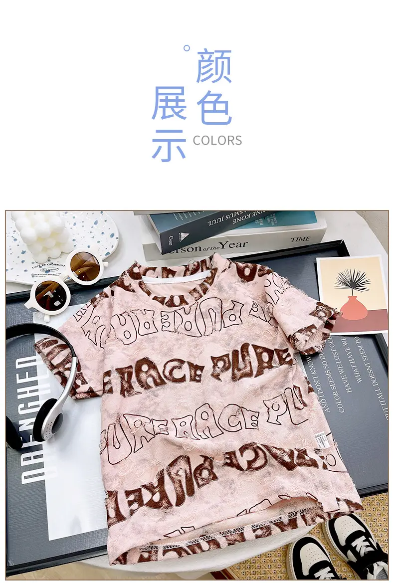 Children's T-Shirt Pink Graphic 2025 Casual Wear — feature 7