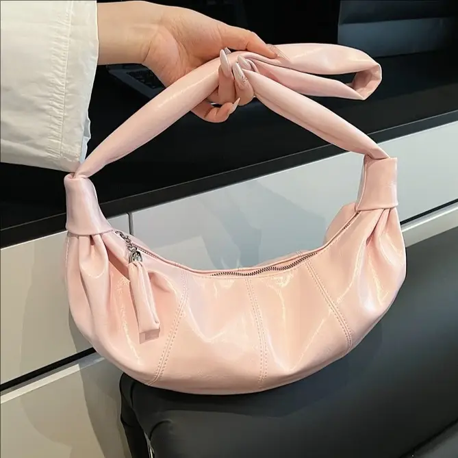 Pink Vintage Pleated Crossbody Bag for Women - Image 5