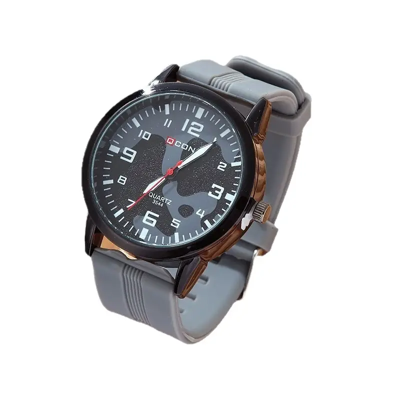 Men Waterproof Quartz Watch with Silicone Strap 10mm