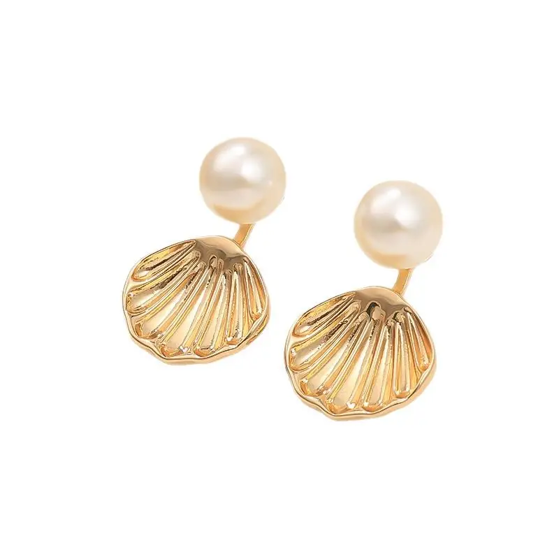 Gold Shell Pearl Earrings for Women Elegant Ocean Style - Image 7