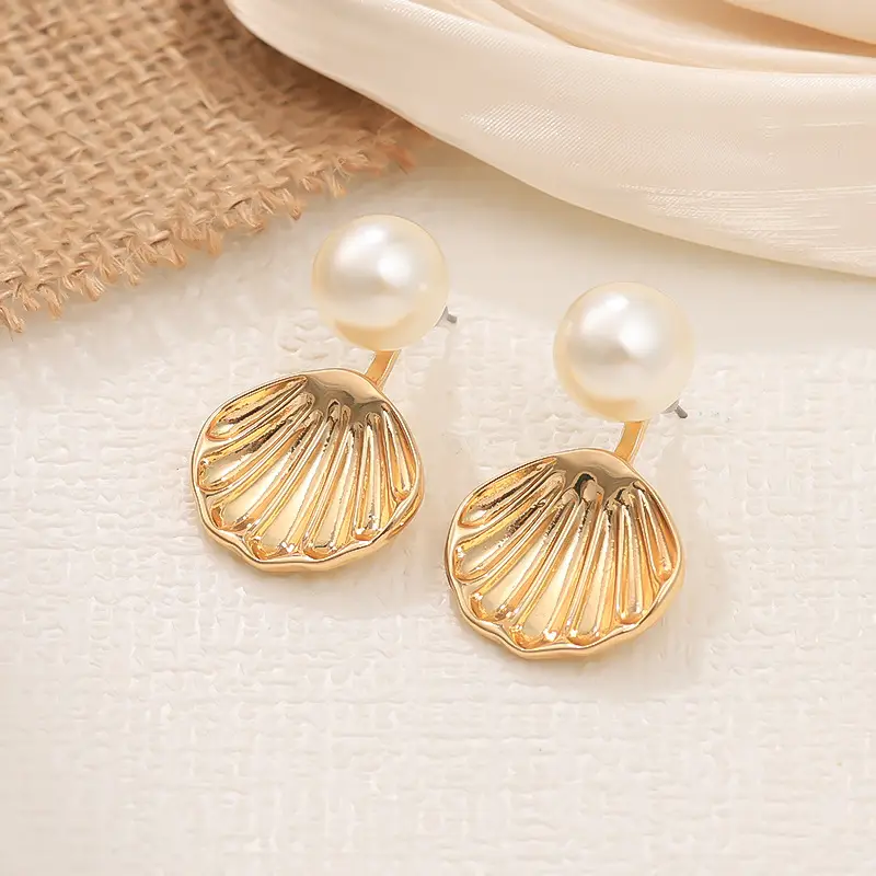 Gold Shell Pearl Earrings for Women Elegant Ocean Style — feature 8