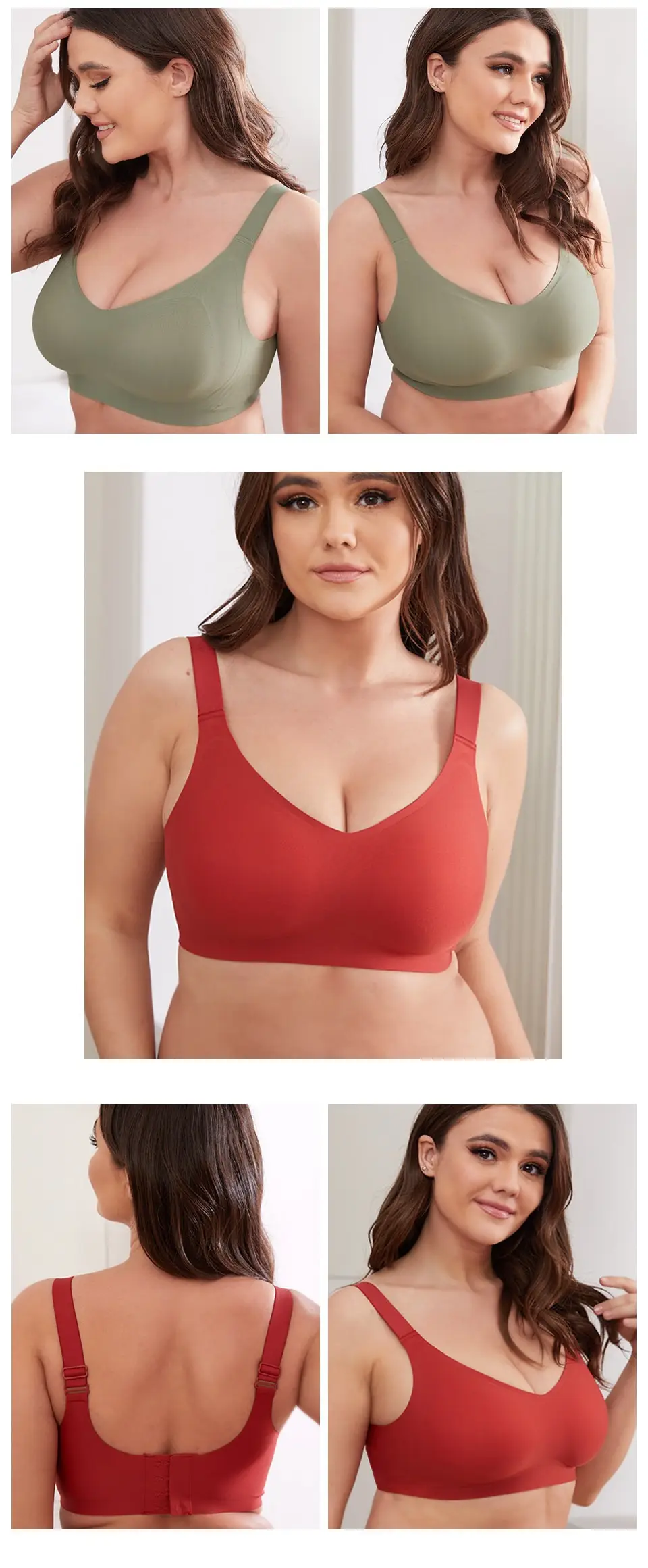 Foreign Trade Export Jelly Underwear Women's Soft and Comfortable Big Chest Shown Small Pull Upper Bracket Traceless Cross-border plus size Bra — feature 10