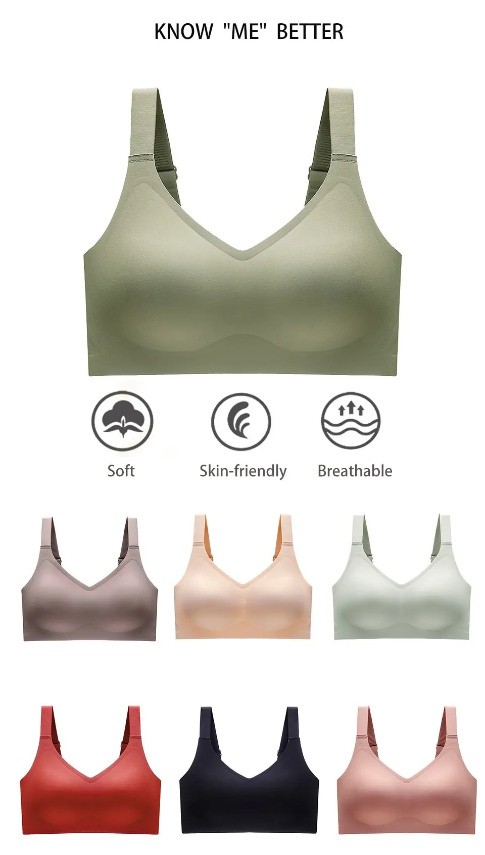 Foreign Trade Export Jelly Underwear Women's Soft and Comfortable Big Chest Shown Small Pull Upper Bracket Traceless Cross-border plus size Bra — feature 3