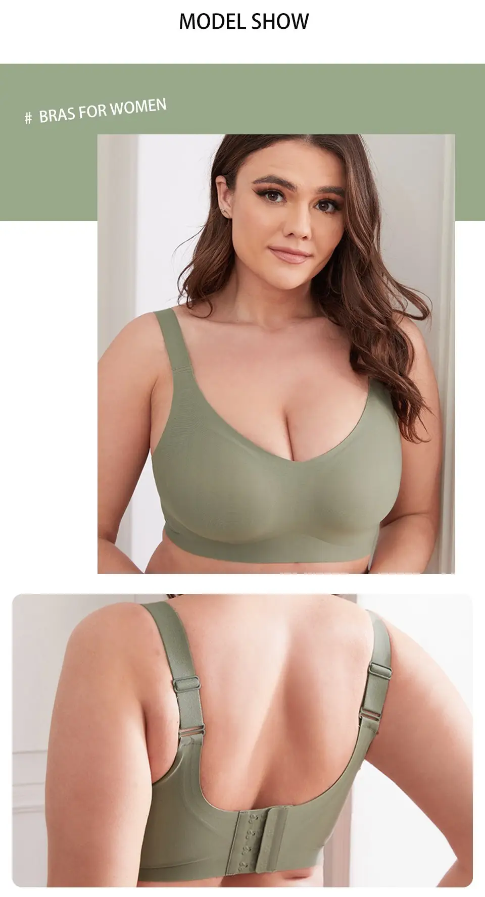 Foreign Trade Export Jelly Underwear Women's Soft and Comfortable Big Chest Shown Small Pull Upper Bracket Traceless Cross-border plus size Bra — feature 9