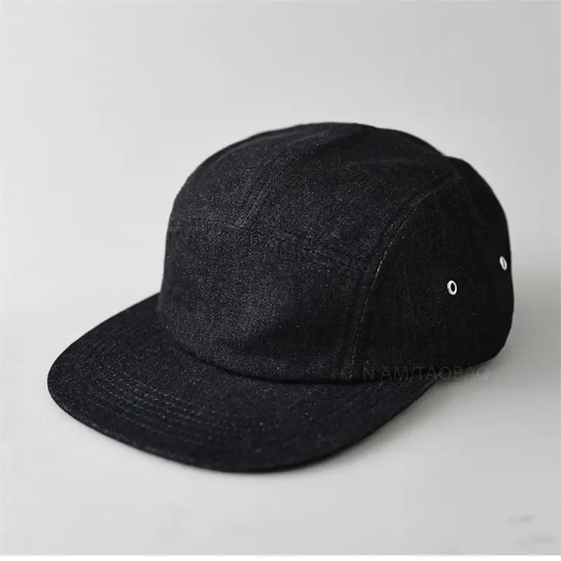 Black Flat Brim Denim Cap with Duckling Print - Image 5