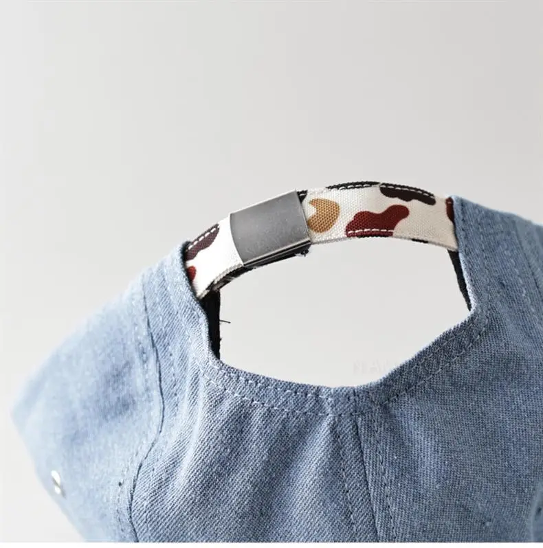 Black Flat Brim Denim Cap with Duckling Print — feature 11
