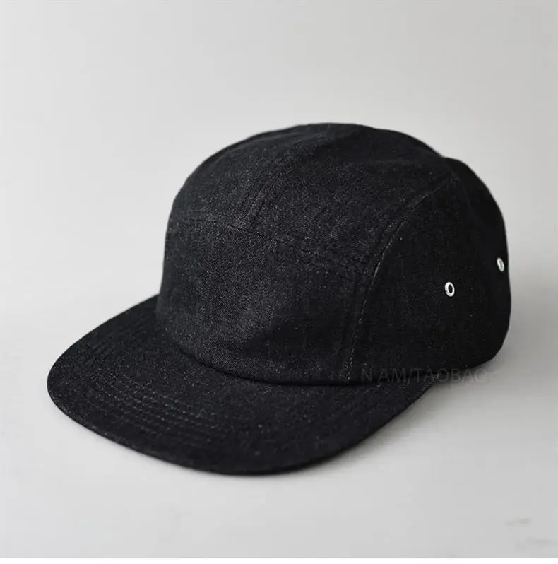 Black Flat Brim Denim Cap with Duckling Print — feature 3