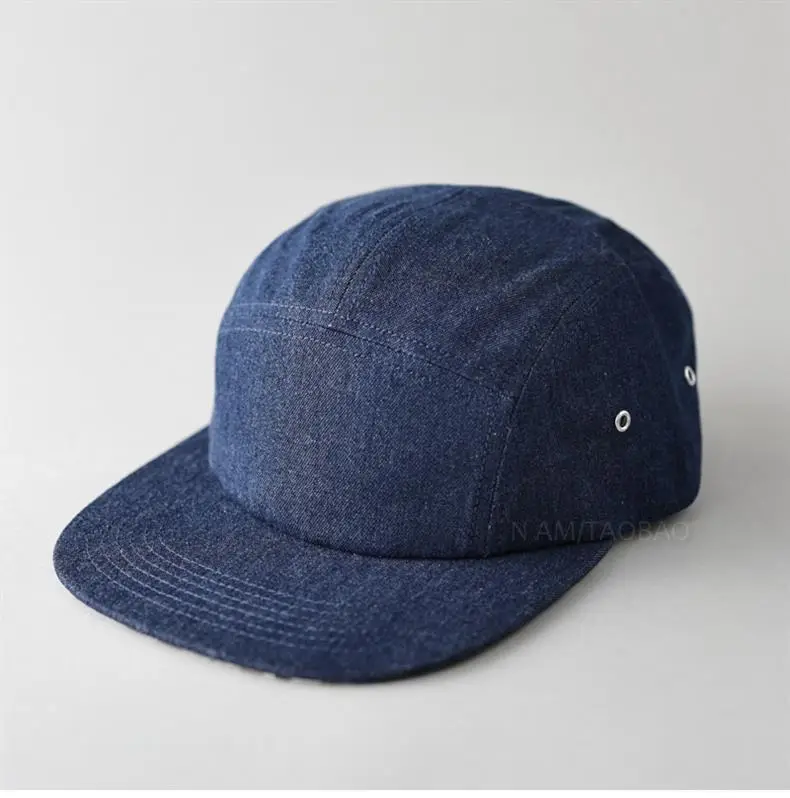Black Flat Brim Denim Cap with Duckling Print — feature 5
