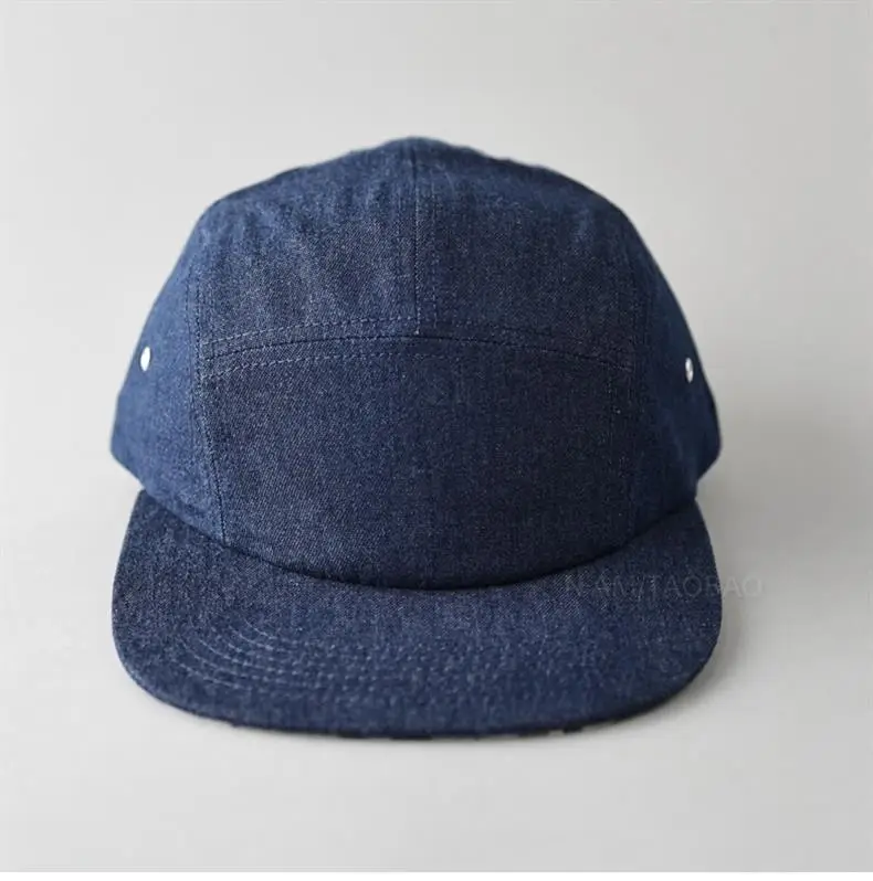Black Flat Brim Denim Cap with Duckling Print — feature 6