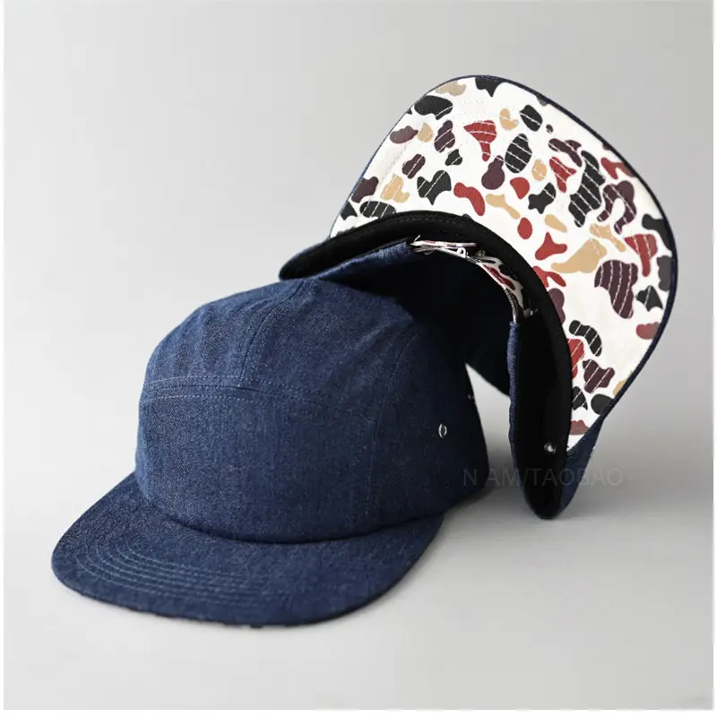 Black Flat Brim Denim Cap with Duckling Print - Image 2