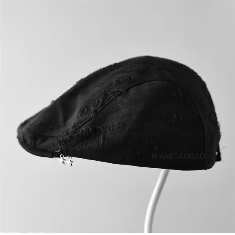 Black Japanese Retro Duck Tonge Hat for Women