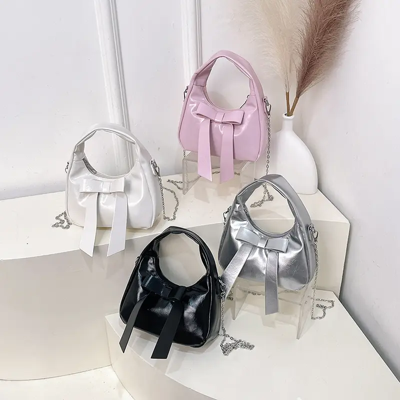 Pink Bow Shoulder Bag for Women - Image 6