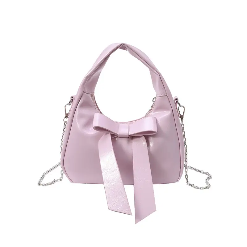 Pink Bow Shoulder Bag for Women - Image 9