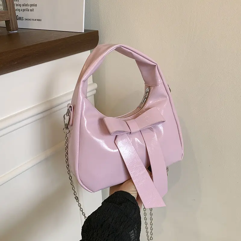 Pink Bow Shoulder Bag for Women - Image 2