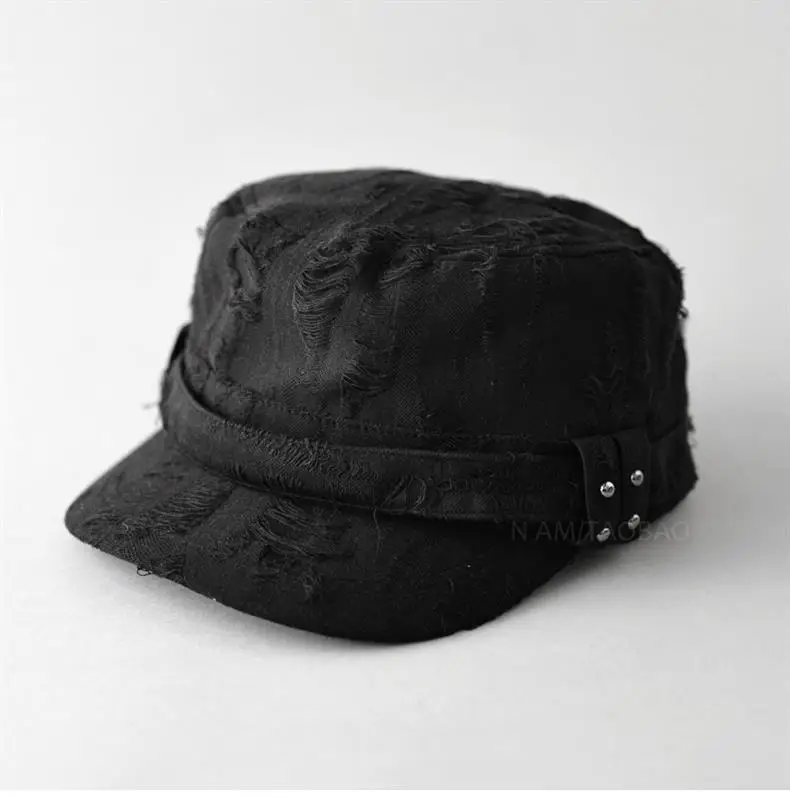 Retro Ripped White Letter Embroidered Cap Women — feature 6