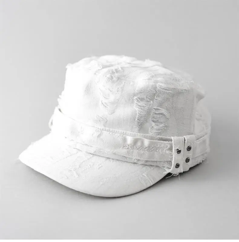 Retro Ripped White Letter Embroidered Cap Women — feature 7
