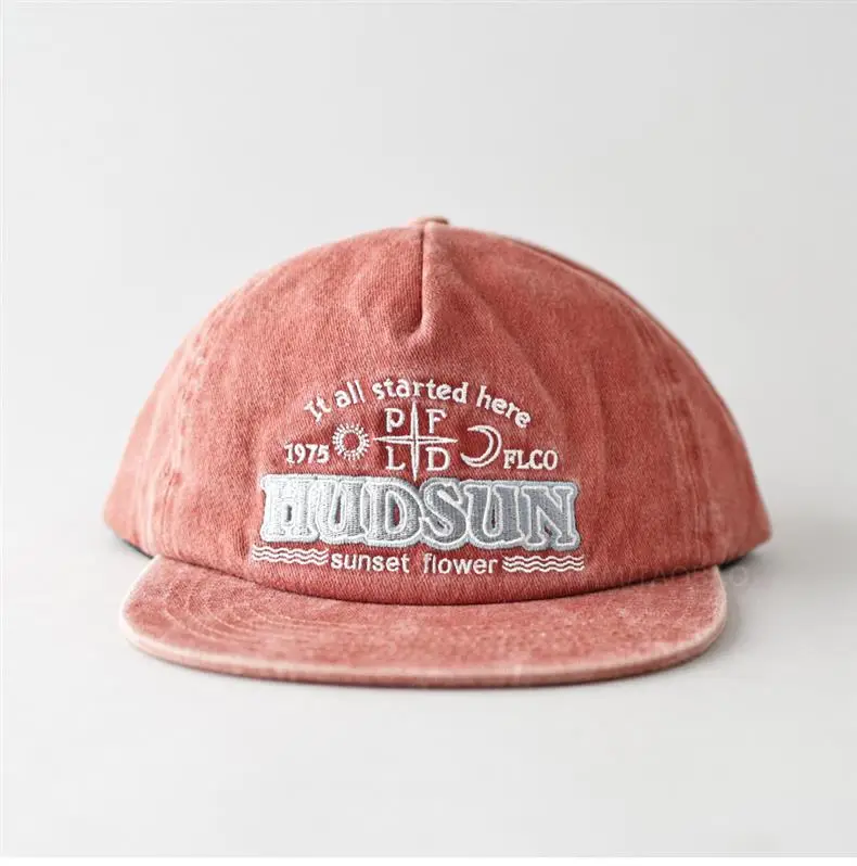 Men's Pink Hooded Cap with "Huds Stout" Embroidery — feature 10