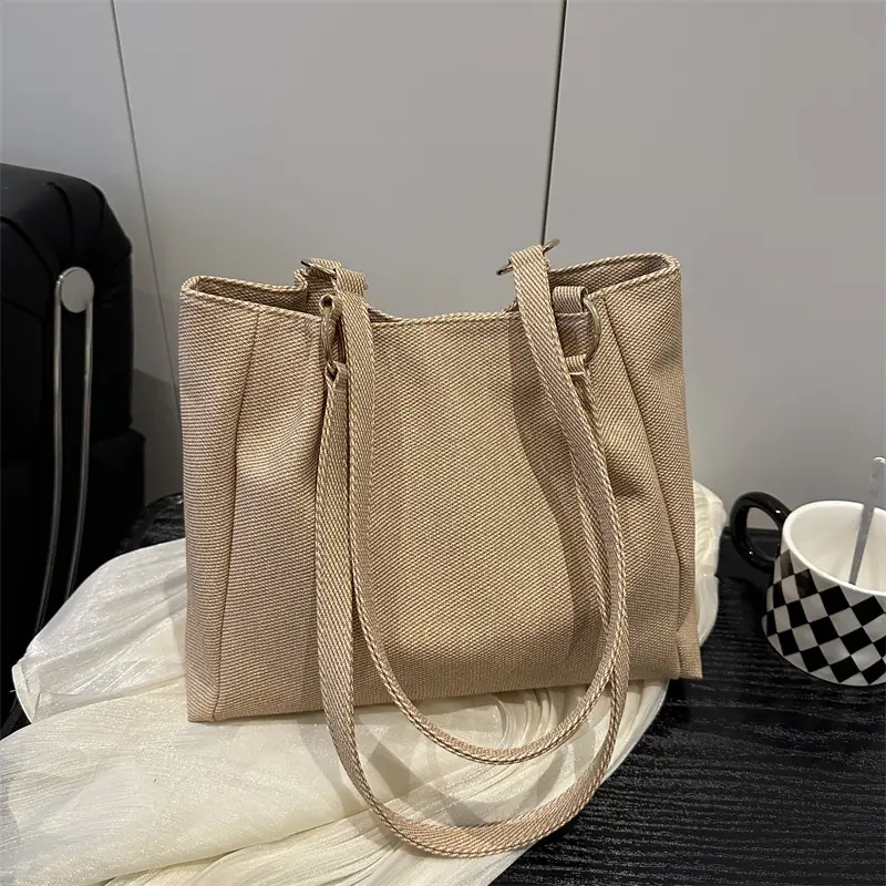 Women Beige Textured Shoulder Bag Large Capacity 2025 - Image 5
