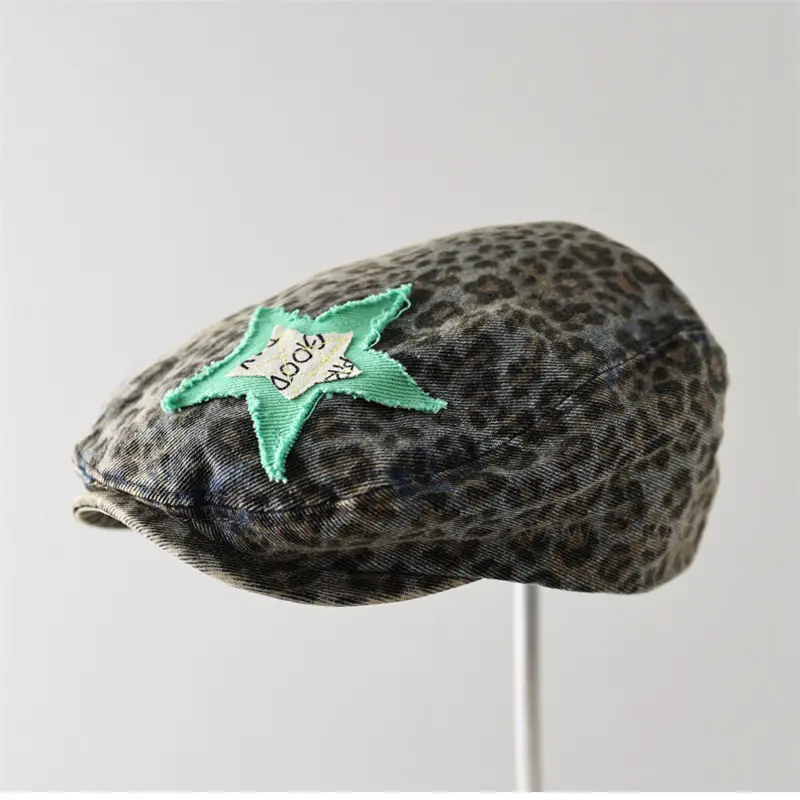 Star Leopard Print Forward Hat Women's Fashion