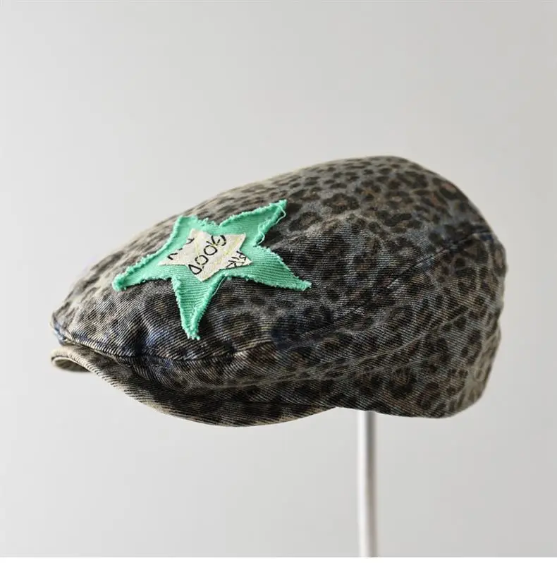 Star Leopard Print Forward Hat Women's Fashion — feature 1