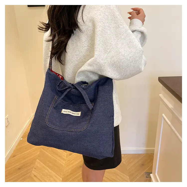 2025 Ethnic Patchwork Shoulder Bag with Blue Net Trim — feature 24