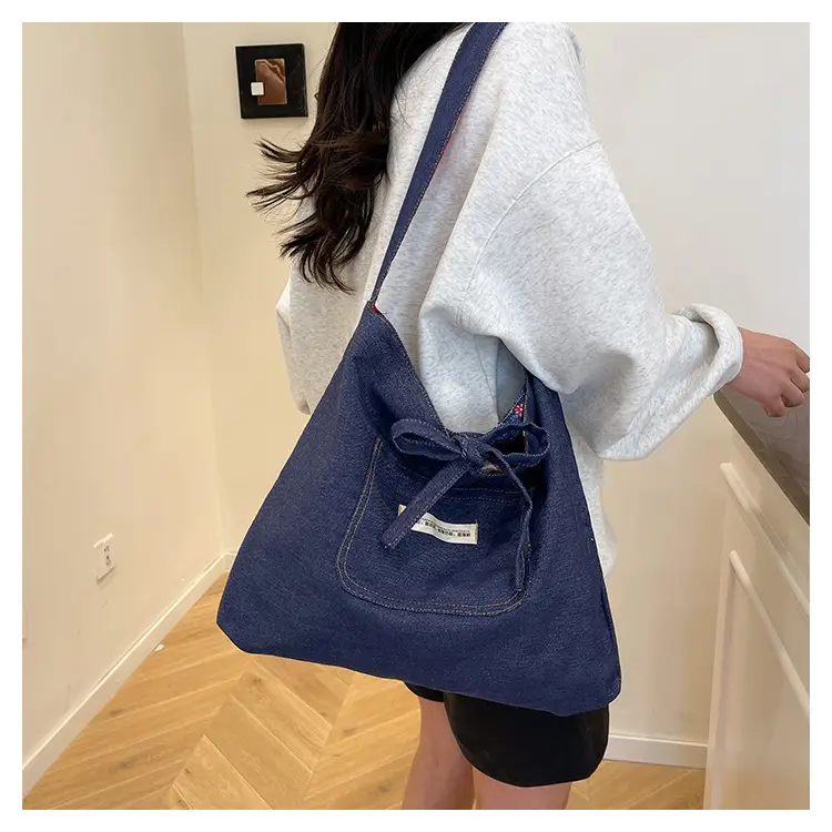 2025 Ethnic Patchwork Shoulder Bag with Blue Net Trim — feature 27