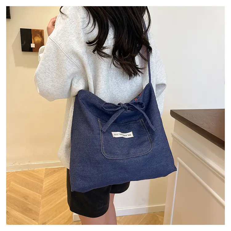 2025 Ethnic Patchwork Shoulder Bag with Blue Net Trim — feature 28