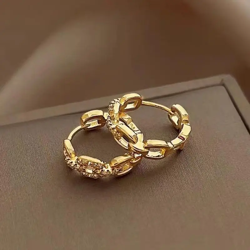 Gold Plated Earrings for Women with Diamond Accents