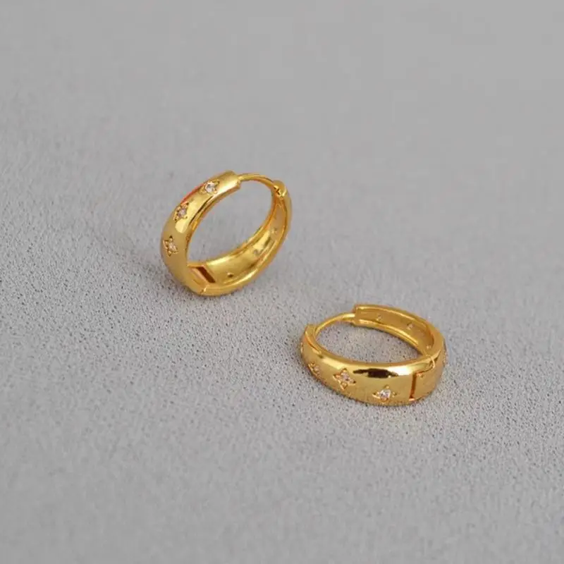 Gold Plated Earrings for Women with Diamond Accents