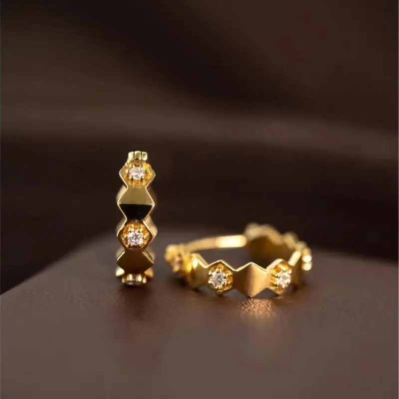 Gold Plated Earrings for Women with Diamond Accents