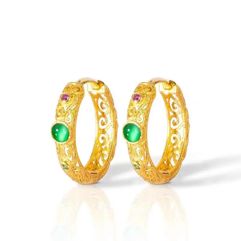 Gold Plated Earrings for Women with Diamond Accents