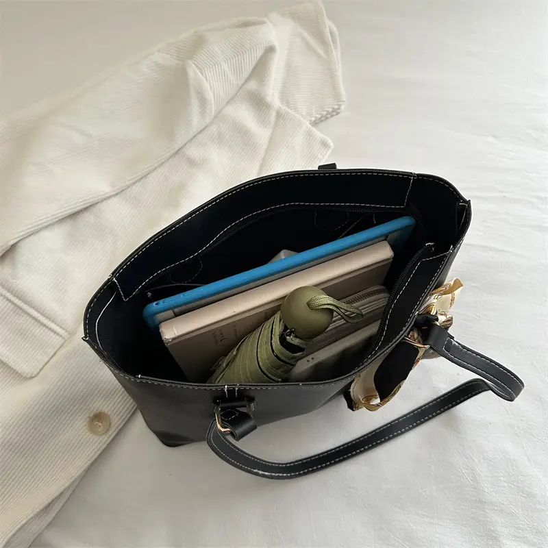 Tote Bag Beige Leather Large Capacity Fashion European American - Image 7