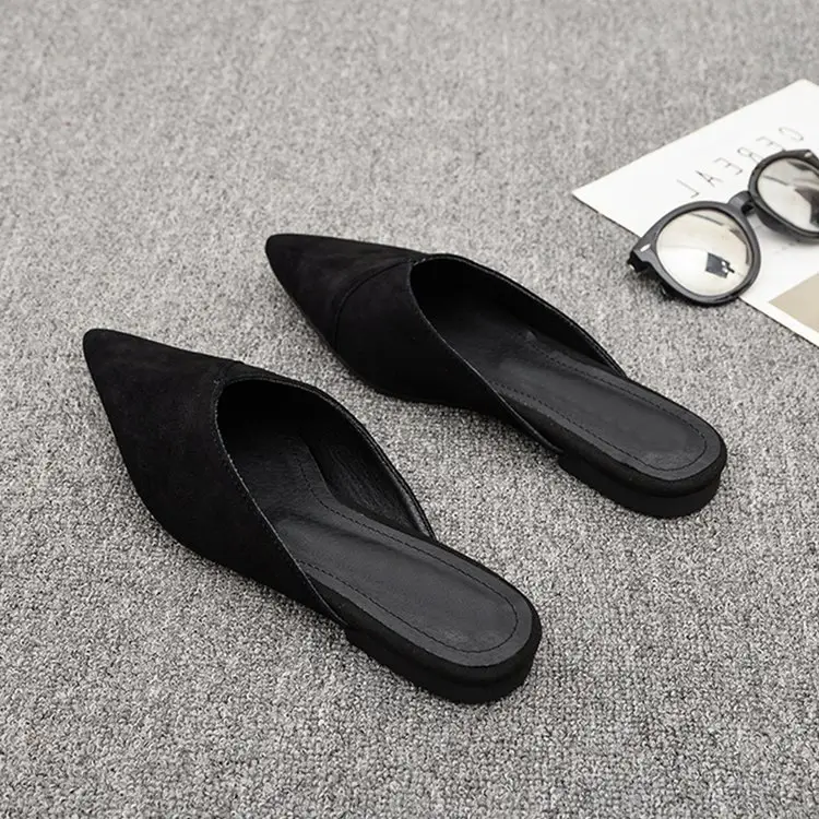 2025 New Style Half Slippers Outer Wear French Elegant Shallow Mouth Flat Outer Wear Half-Slip Western Mule Women's Shoes Pointed Toe — feature 3