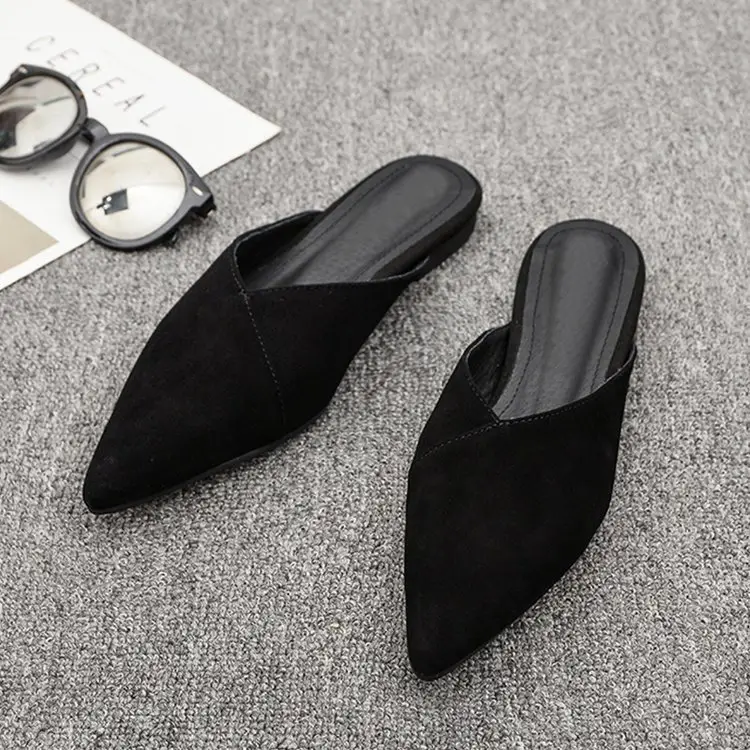 2025 New Style Half Slippers Outer Wear French Elegant Shallow Mouth Flat Outer Wear Half-Slip Western Mule Women's Shoes Pointed Toe — feature 7