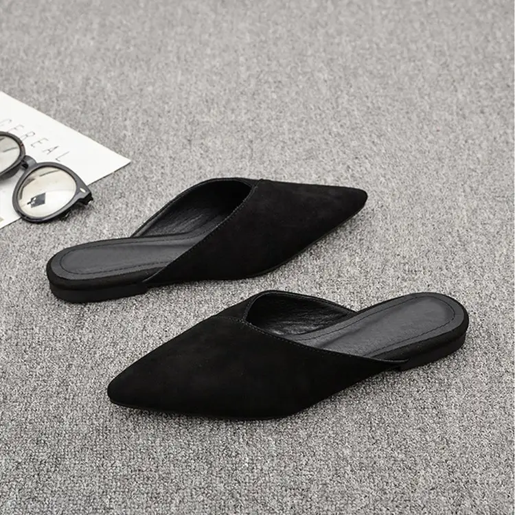 2025 New Style Half Slippers Outer Wear French Elegant Shallow Mouth Flat Outer Wear Half-Slip Western Mule Women's Shoes Pointed Toe — feature 9