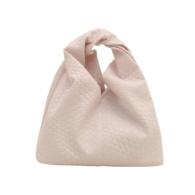 White Woven Shoulder Bag Large Capacity Soft Leather - Image 8