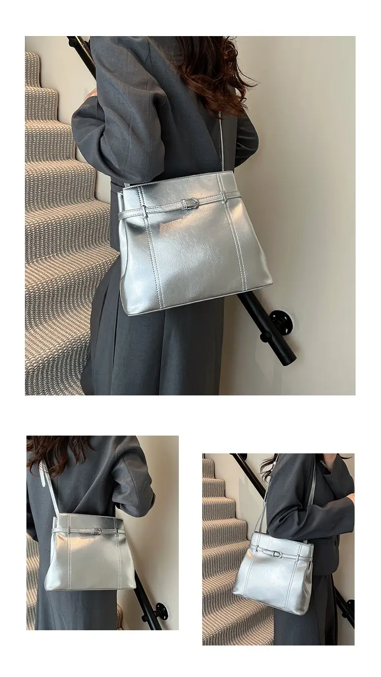 2025 Silver Leather Bucket Bag for Women — feature 4